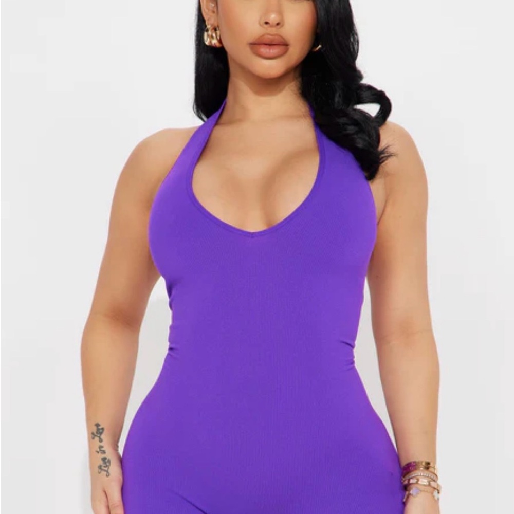 Vibrant Purple Halter Romper/Jumpsuit